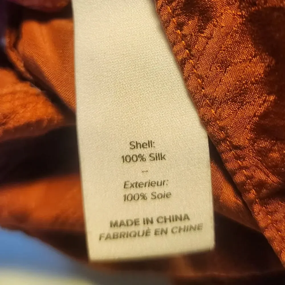 Cinq a Sept 100% Silk Ruffled Embossed Print Top with Button Closure Size Small - Picture 8 of 11